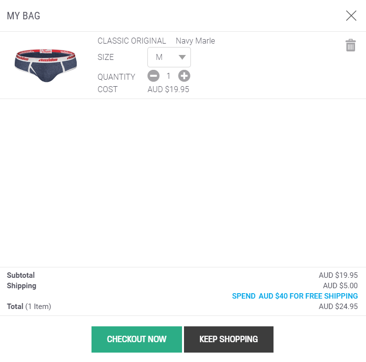 Aussiebum Size Chart